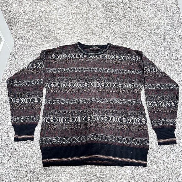Brandini Italy Multicolor Wool Blend Abstract Knitted Pullover Mens Sweater M - Picture 1 of 5